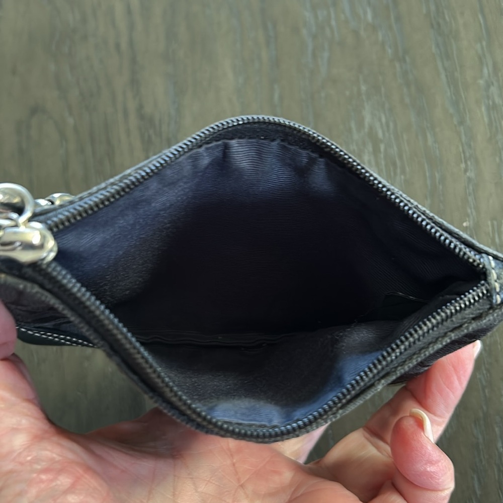 Coach Black Signature Mini Wristlet with Zip Top and Leather Trim - Picture 4 of 4